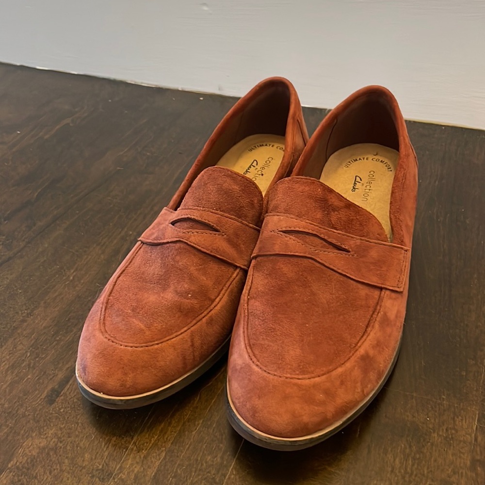 Clarks suede loafers